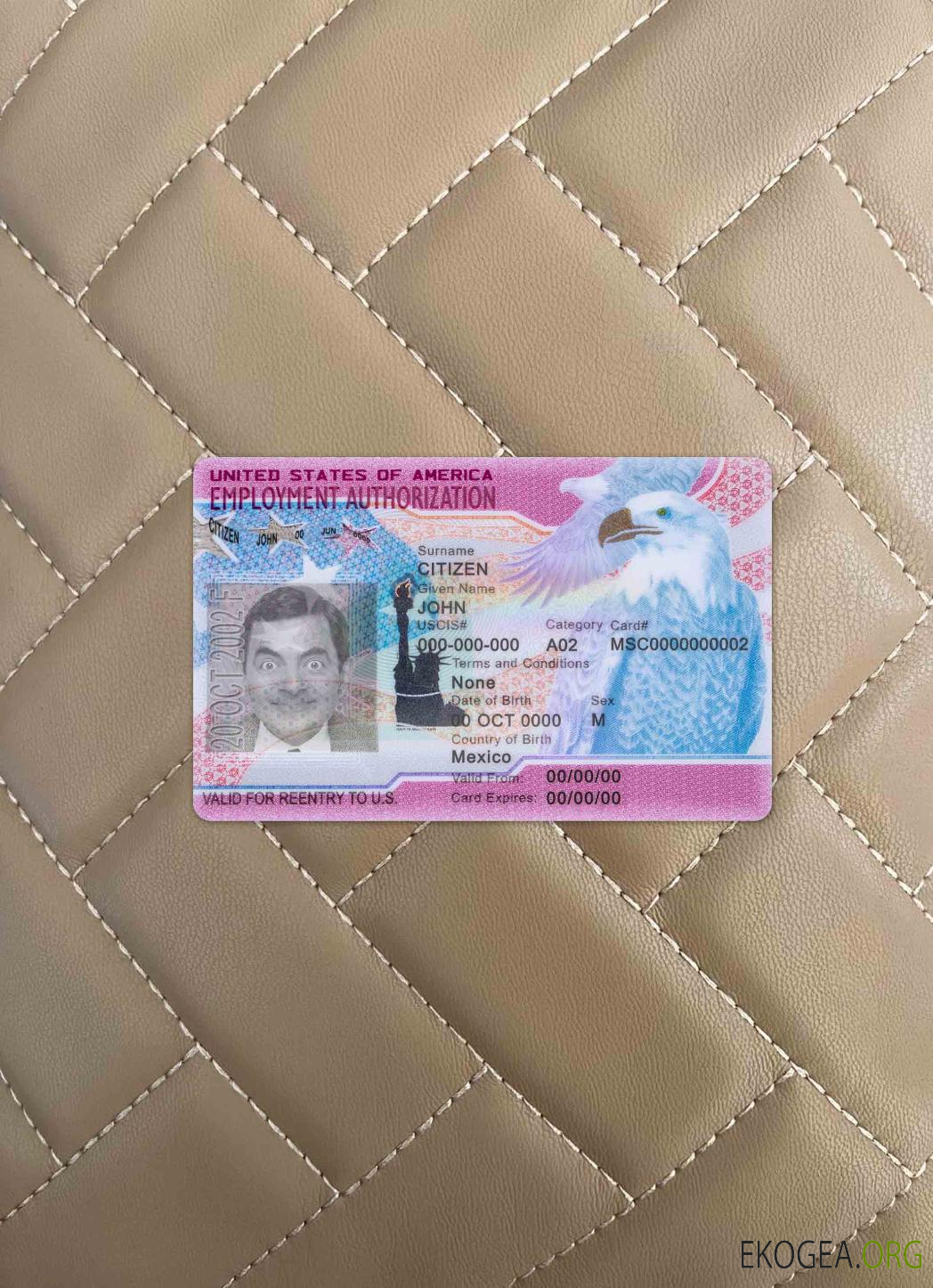 Photolook autorisation de travail aux États-Unis template Photolook autorisation de travail aux États-Unis template